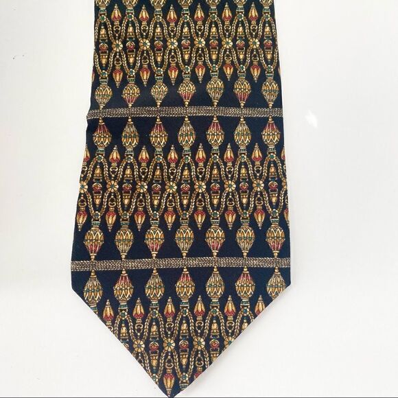 Vintage Metropolitan Museum Of Art Silk Tie Chain + Medallion Tassel Pattern - Picture 1 of 5